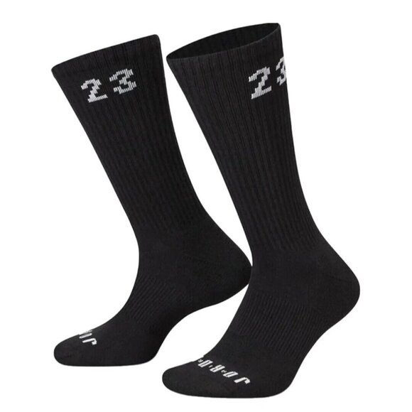 Jordan Essential Crew 3 Pack Men Socks Black Dri-Fit - Picture 2 of 5